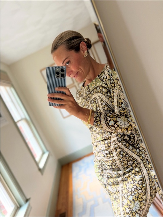 Spartina 449 Dresses & Skirts - Spartina 449 Yellow and Black Paisley Long Sleeve Bodycon Dress